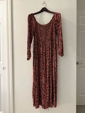 Faherty Rust Pink Floral Maxi Dress